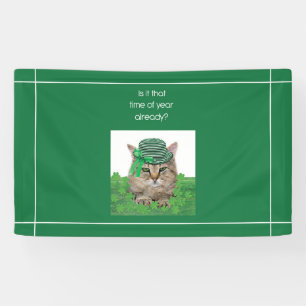 Funny Cat op St. Patrick's Day Spandoek