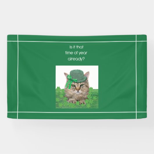Funny Cat op St. Patrick's Day Spandoek (Horizontaal)