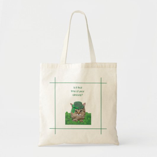 Funny Cat op St. Patrick's Day Tote Bag (Voorkant)