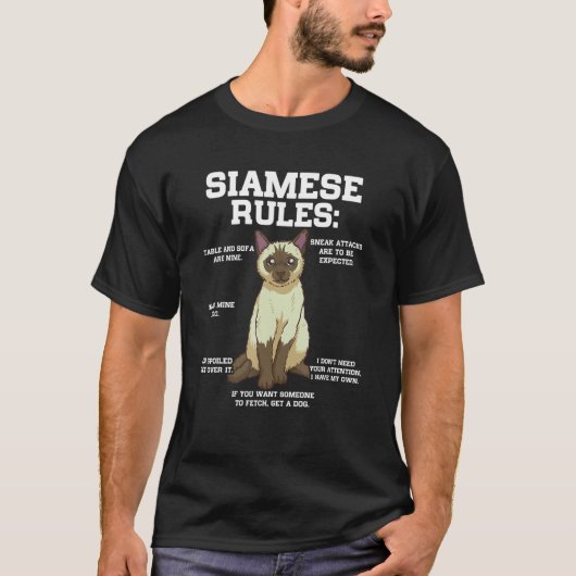 Funny Cat Owner Siamese Cat Rules T-shirt (Voorkant)