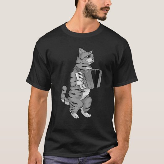 Funny Cat Palling Accordion Cool Musician Harmoniu T-shirt (Voorkant)