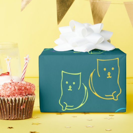Funny Cat Pattern Gift Wrapping Papper Cadeaupapier (Verjaardagsfeest)