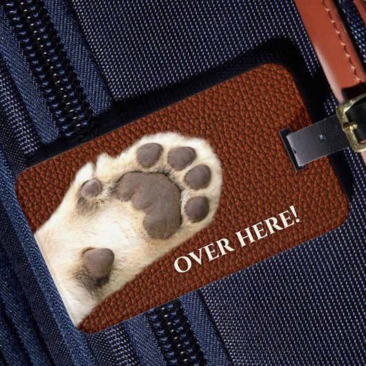 Funny Cat Paw Faux Leather Bagagelabel