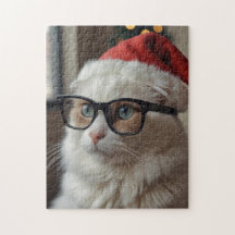 Funny Cat Père Noël Puzzle - Christmas Jigsaw