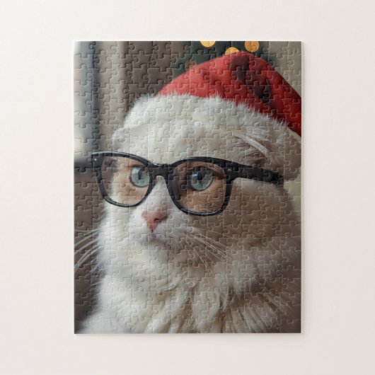 Funny Cat Père Noël Puzzle - Christmas Jigsaw (Vertical)