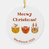 Funny Cat Persoonlijke Kerstmis Keramisch Ornament (Voorkant)