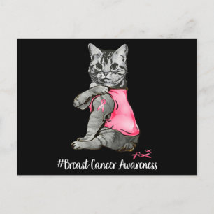 Funny Cat Pink Ribbon in oktober Draag we roze Bre Briefkaart