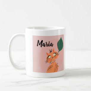 Funny Cat Plant Leaf Cartoon Koffiemok
