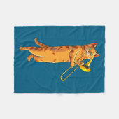 Funny Cat Playing Trombone Gift Cool Kitten Musici Fleece Deken (Voorkant (Horizontaal))