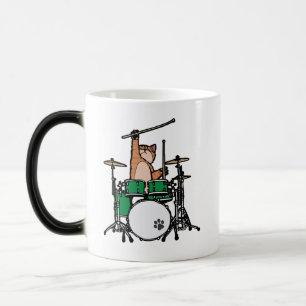 Funny Cat Plays Drums, Cat Drummer, Drummer Gift Magische Mok