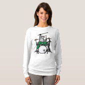 Funny Cat Plays Drums, Cat Drummer T-shirt (Voorkant volledig)