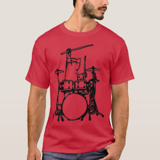 Funny Cat Plays Drums T-shirt