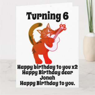 Funny Cat Plays Guitar Personalized Birthday Kaart