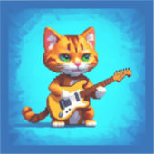 Funny Cat Plays Guitar Sticker (Voorkant)