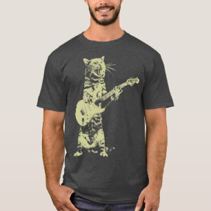 Funny CAt Plays Guitar T-shirt