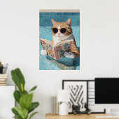 Funny Cat Pool Party Poster Bathroom Wall Art (No (Bureau à domicile)