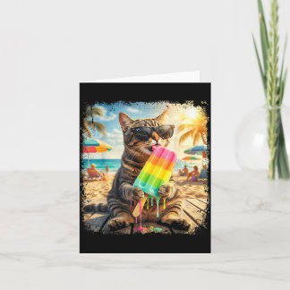 Funny Cat Popsicle Summer Animal Sunglasses Meme Kaart