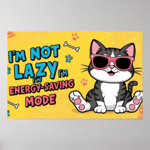 Funny Cat Poster Cartoon met zonnebril
