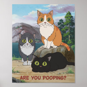 Funny Cat Poster   Poepen jullie?   Cat Art
