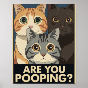 Funny Cat Poster   Poepen jullie?   Cat Art