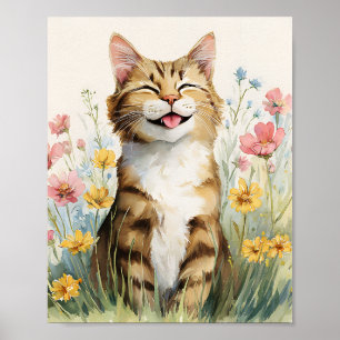 Funny Cat Poster - Schattigee glimlachende Tabby C