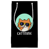 Funny Cat Pun Dark BG Klein Cadeauzakje (Voorkant)