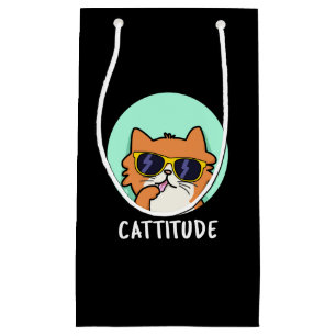 Funny Cat Pun Dark BG Klein Cadeauzakje