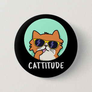 Funny Cat Pun Dark BG Ronde Button 5,7 Cm