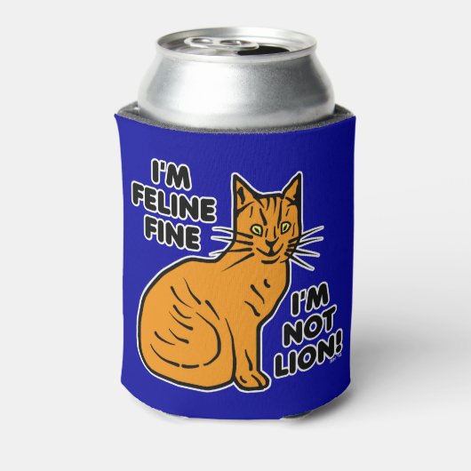 Funny Cat Pun Oranje Kat Feline Fine Blikjeskoeler (Blikje Achterkant)