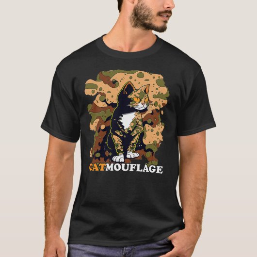 Funny Cat Pun Tshirt Catmouflage Camo Joke Kids Me (Devant)