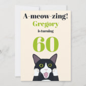 Funny cat pun uitnodiging voor een 60e verjaardag (Voorkant)