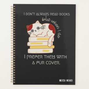 Funny Cat Pun voor boekwormen Planner