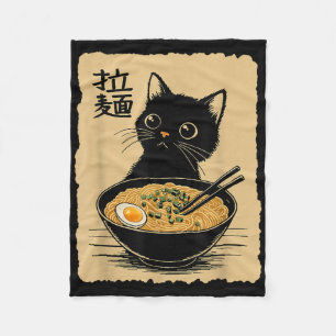 Funny Cat Ramen T-shirt Schattige Kawaii Japans An Fleece Deken