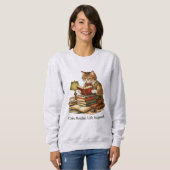 Funny Cat Reading Books Sweatshirt – Retro Design (Devant entier)