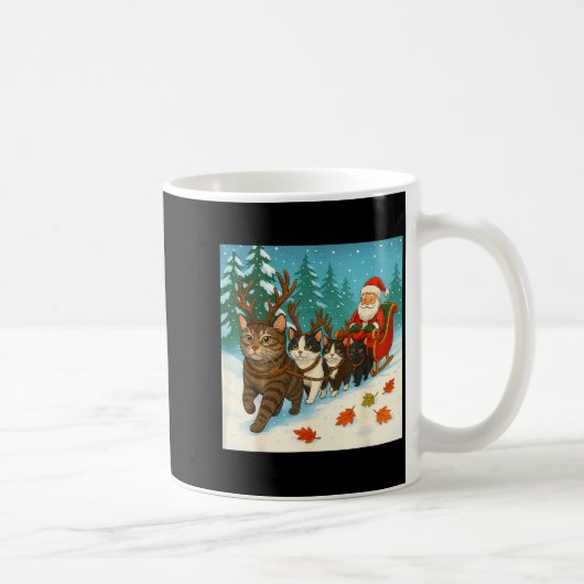 Funny Cat Reindeer Santa Christmas Design For Men Koffiemok (Rechts)