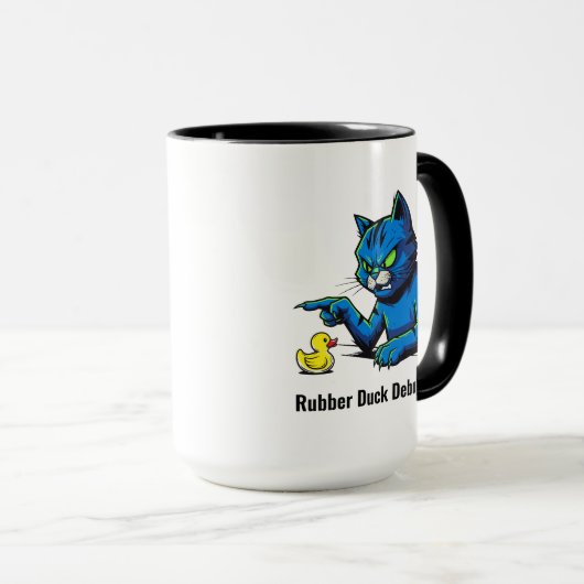 Funny Cat Rubber Duck Debugging Illustration Mok (Voorkant rechts)
