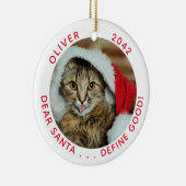 Funny Cat Santa Kerstkerst Keramisch Ornament (Rechts)
