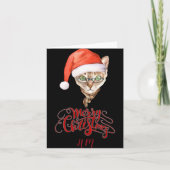 Funny Cat Santa Winter Merry Christmas T Shirt Kaart (Voorkant)
