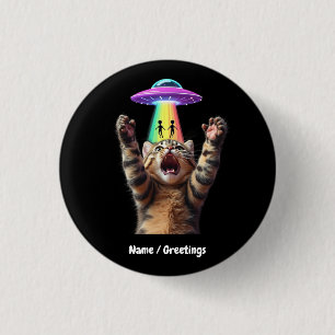 Funny Cat Selfie Alien UFO Hilarisch Ronde Button 3,2 Cm