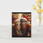 Funny Cat Selfie With Bigfoot Christmas Sasquatch Kaart (Gele Bloem)