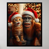 Funny Cat Selfie With Bigfoot Christmas Sasquatch Poster (Voorkant)