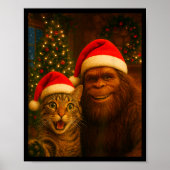Funny Cat Selfie With Bigfoot Christmas Sasquatch Poster (Voorkant)