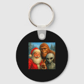 Funny Cat Selfie With Santa Claus & Bigfoot Me Sleutelhanger (Voorkant)