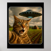 Funny Cat Selfie With Ufo Alien Meme Poster (Voorkant)