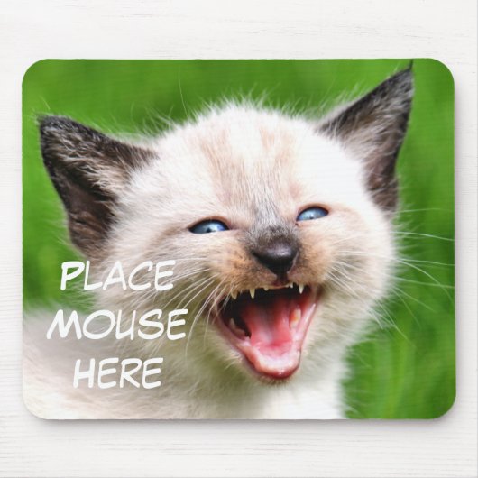 Funny Cat Siamese Kitten Place Mouse hier Muismat (Voorkant)