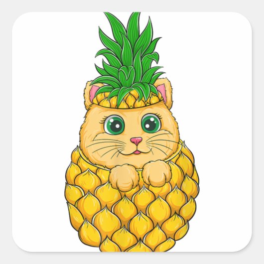 Funny Cat Squares Sticker - Cute Gift Idee (Voorkant)