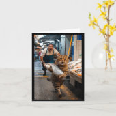 Funny Cat Stealing Fi-shirt  Kaart (Gele Bloem)