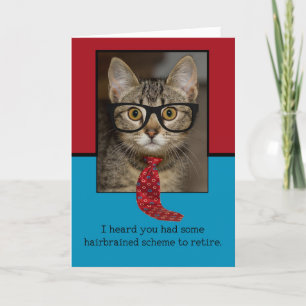 Funny Cat Stropdas Brillen Hairbrain Retirement Ka Kaart