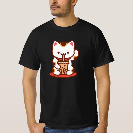 Funny Cat T-shirt - MANEKI-NEKO BOBA KIT-TEA (Voorkant)