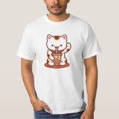 Funny Cat T-shirt - MANEKI-NEKO BOBA KIT-TEA (Voorkant)